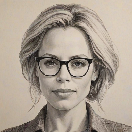 Wonderful Maria Bello, pencil sketch, portrait of Elegant woman 1964s in glasses, hair style beatnik, outline, clear lines, fine lines, 8k