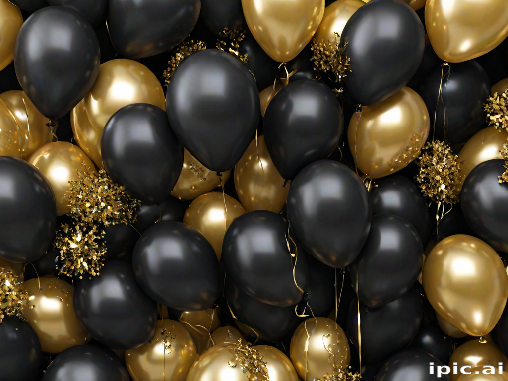 black and gold balloons png
