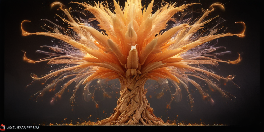 Majestic Tree of Life with Flourishing Golden Leaves and Vibrant Energy