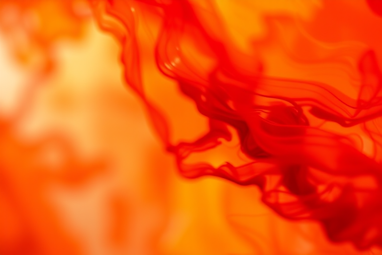 Create a vibrant abstract image filled with swirling shades of red, orange, and yellow, captured with a Canon EOS R5 using a 50mm lens at f/1.8, ISO 100, shutter speed 1/125s, with a soft-focus background and high dynamic range to enhance color depth and texture.