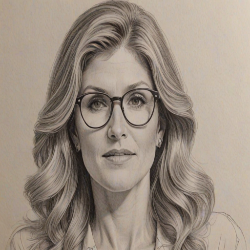Exquisite Connie Britton, pencil sketch, portrait of Pleasing woman 1975s in glasses, hair style beatnik, outline, clear lines, fine lines, 8k