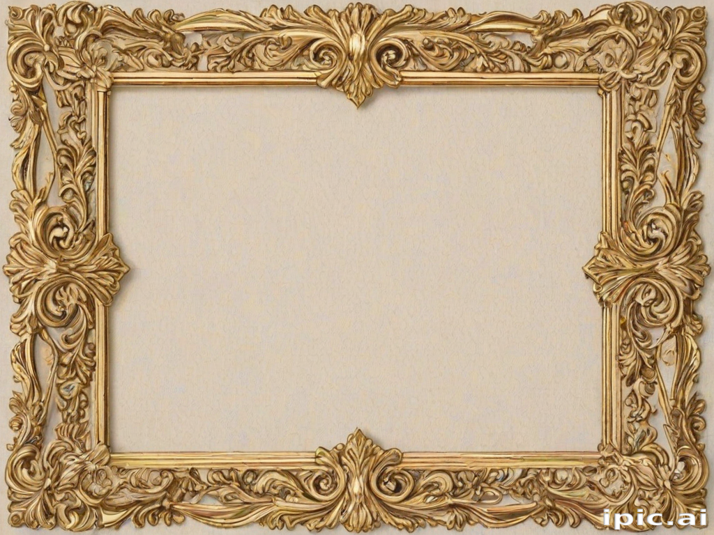 Elegant Ornate Picture Frame with Intricate Floral Designs and Gold Finish