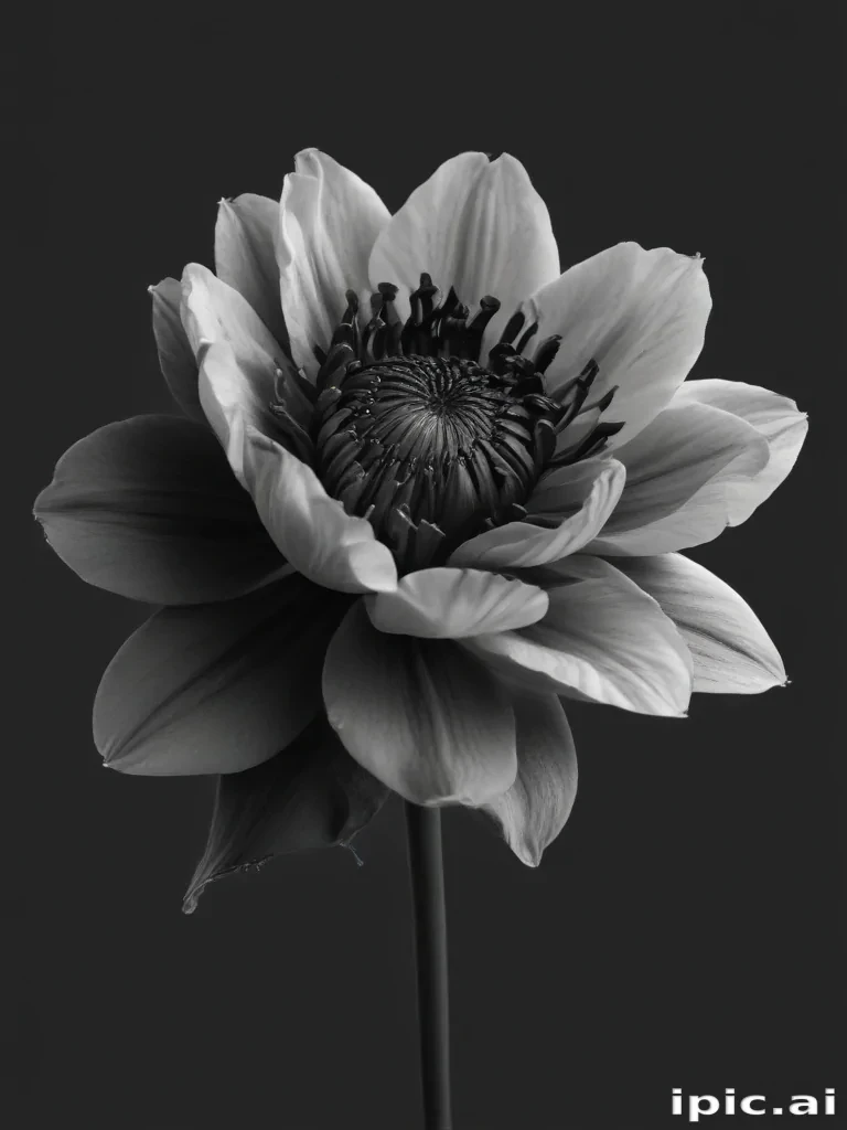 black and white flower png