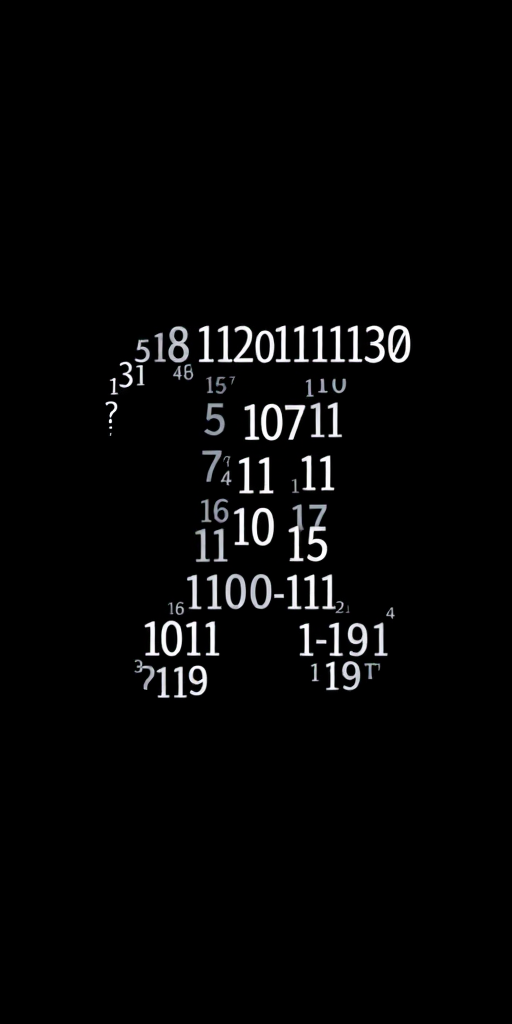 Create an artistic representation of the number pi made from numerical digits arranged in a flowing shape, use a 50mm lens at f/1.8, ISO 100, shutter speed 1/250s, in a low-key style with a black background for high contrast and sharp details.