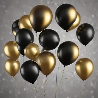 black and gold balloons png