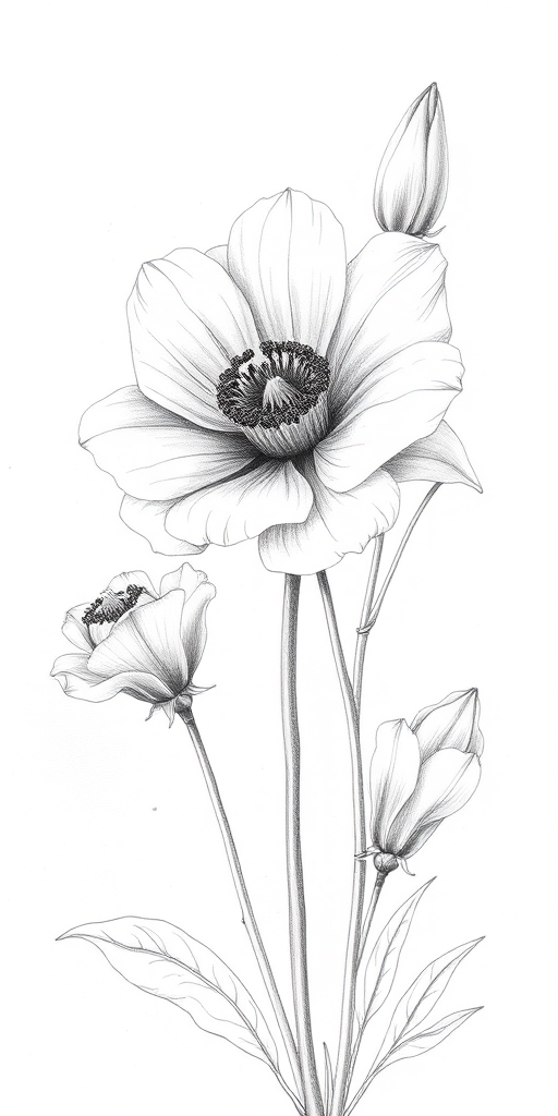 flower drawings pencil