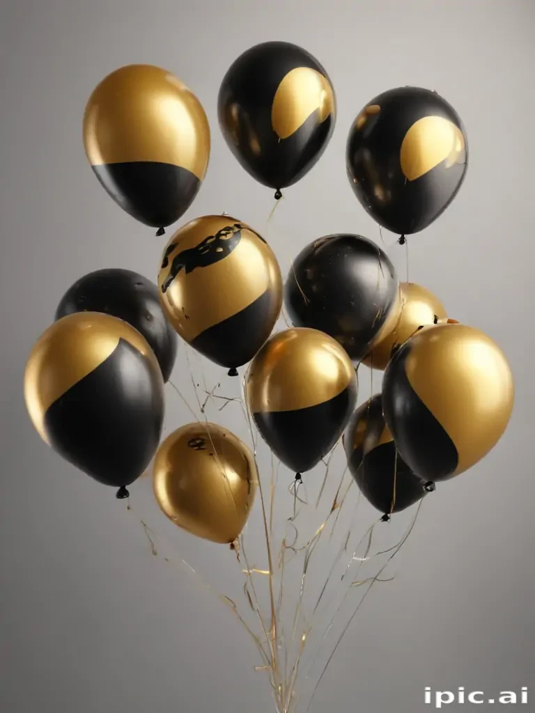 black and gold balloons png
