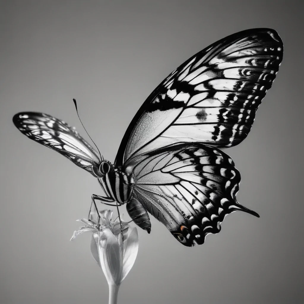 Elegant Black and White Butterfly Perched Gracefully on Delicate Flower ...