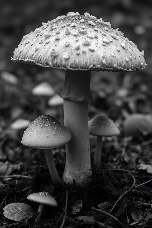 mushroom black and white