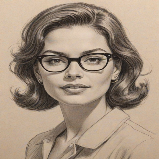 Radiant Cristina Milian, pencil sketch, portrait of Ravishing woman 1956s in glasses, hair style beatnik, outline, clear lines, fine lines, 8k