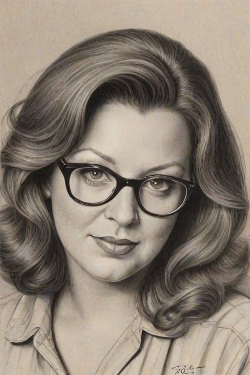 Superb Abby Lee Miller, pencil sketch, portrait of Bewitching woman 1939s in glasses, hair style beatnik, outline, clear lines, fine lines, 8k