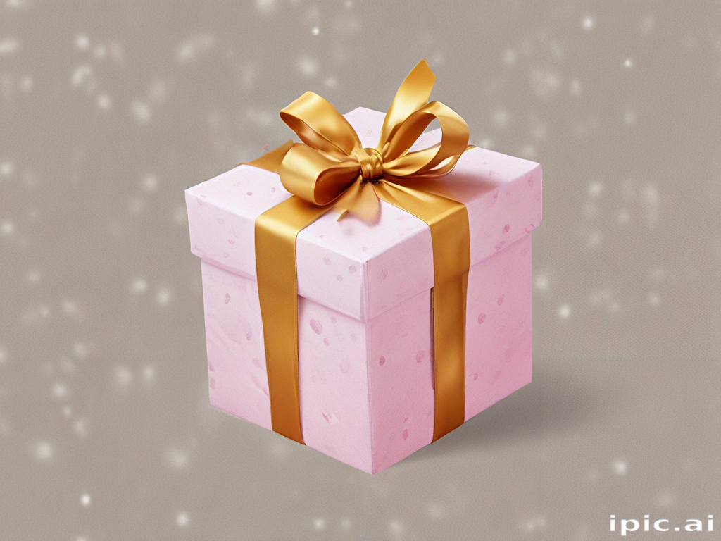 A Beautiful Pink Gift Box with a Shiny Golden Ribbon on Top.