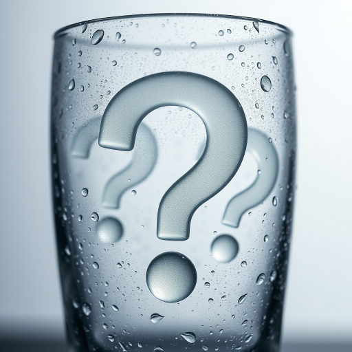 Create a close-up shot of transparent question marks appearing through a misted glass with water droplets, use a DSLR camera with a 50mm lens, aperture f/2.8, ISO 100, and a soft focus background for enhanced clarity and depth.