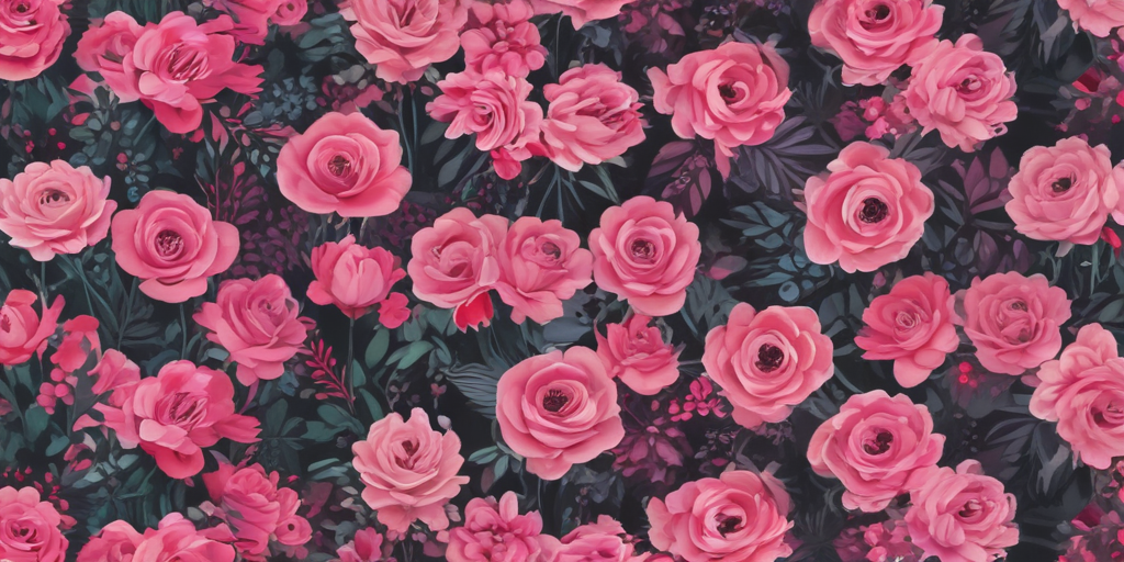 A Vibrant Floral Pattern Featuring Various Shades of Pink Roses and ...