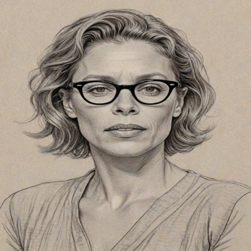Exquisite Frances McDormand, pencil sketch, portrait of Magnificent woman 1954s in glasses, hair style beatnik, outline, clear lines, fine lines, 8k