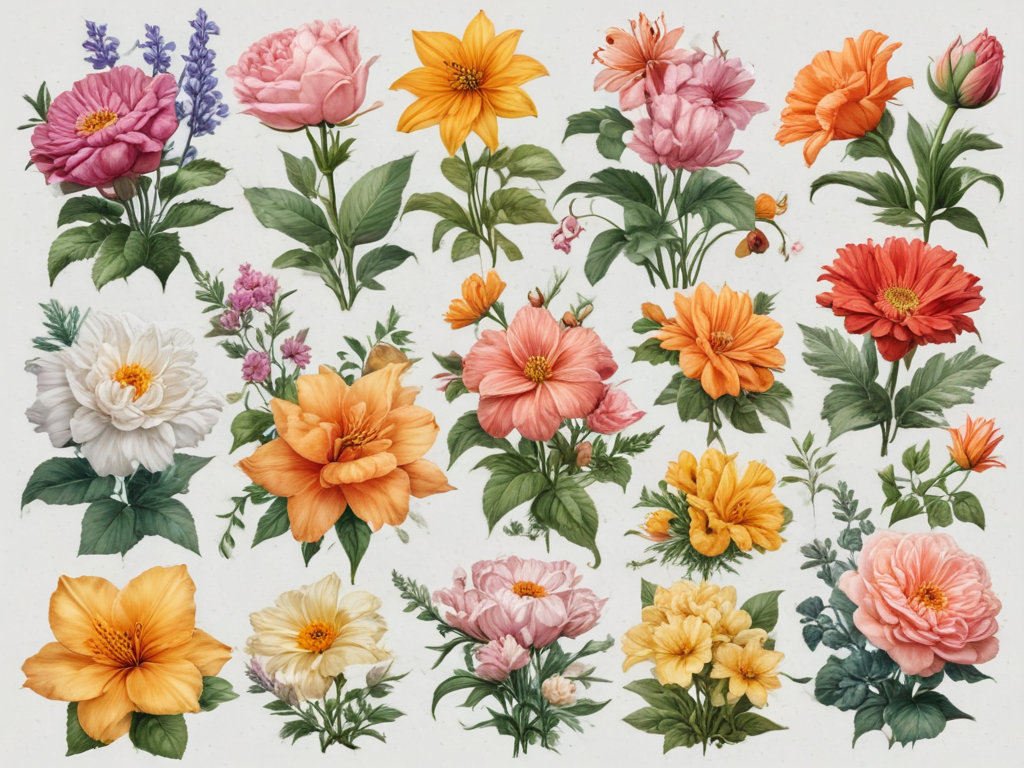 Colorful Floral Arrangement Featuring Various Blooms in a Vibrant Display