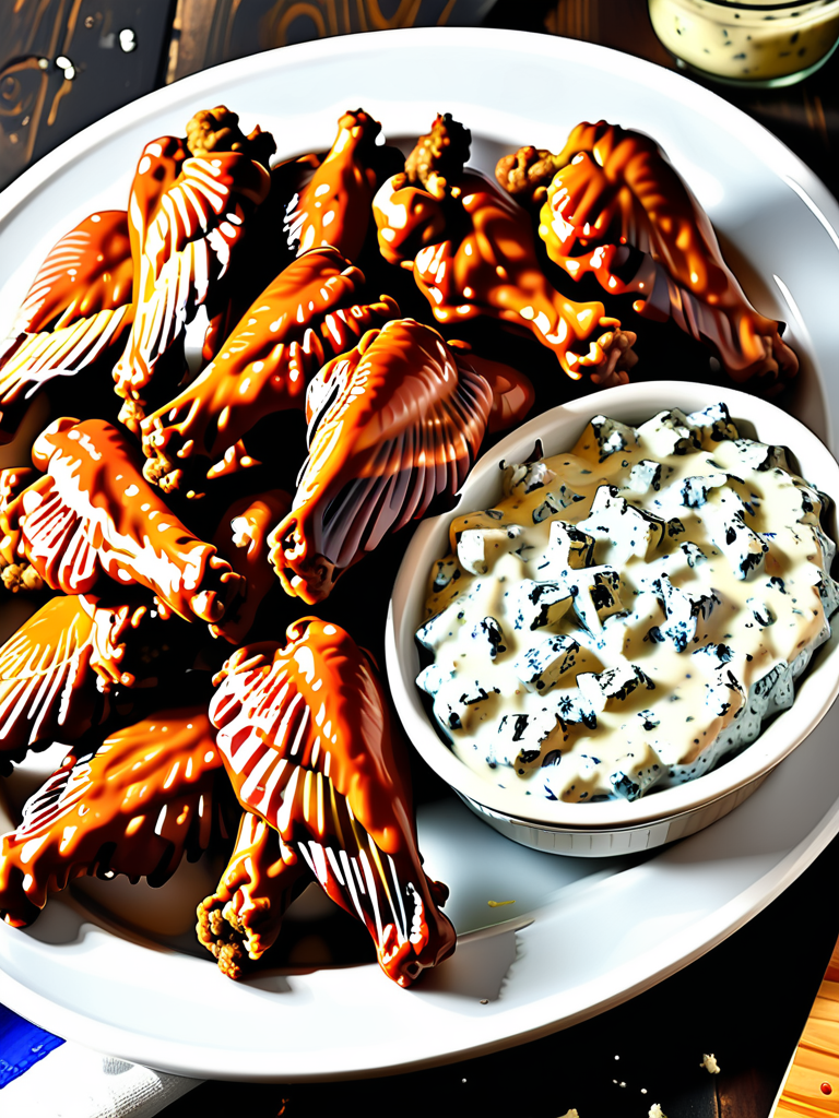 wings and blue cheese dip