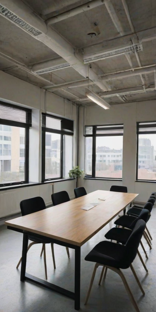 m33t1ng, indoors, long table, chairs, window, office
