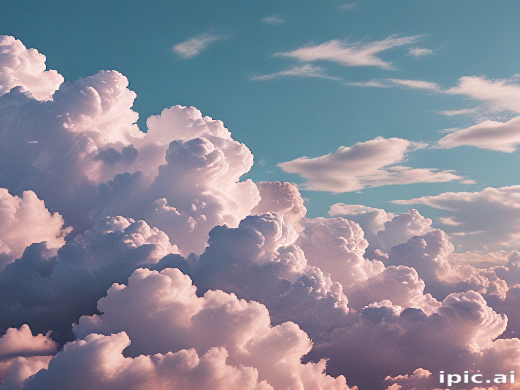 Majestic Cotton Candy Clouds Glowing Under a Soft Blue Sky