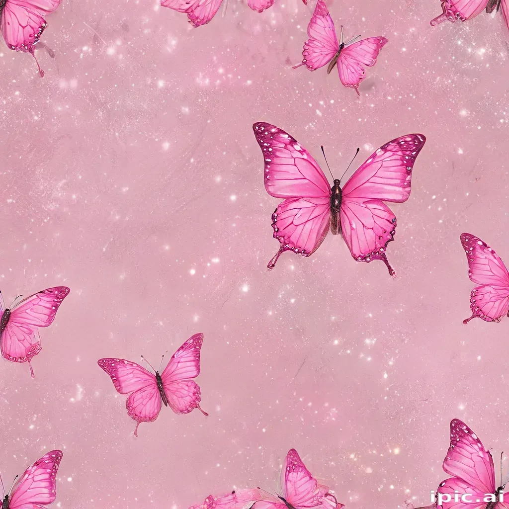 glitter pink butterfly wallpaper