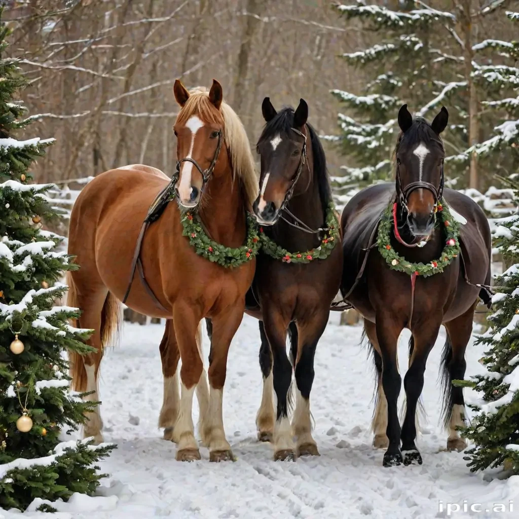 merry christmas images with horses
