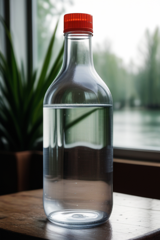 distilled water in glass bottles