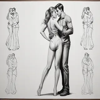 couples drawing poses