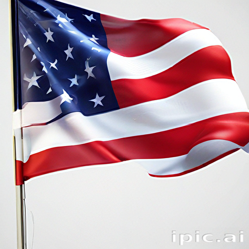Waving American Flag Displaying Stars and Stripes Against a White ...