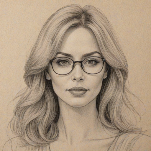 Bewitching Cindy Margolis, pencil sketch, portrait of Attractive woman 1921s in glasses, hair style beatnik, outline, clear lines, fine lines, 8k