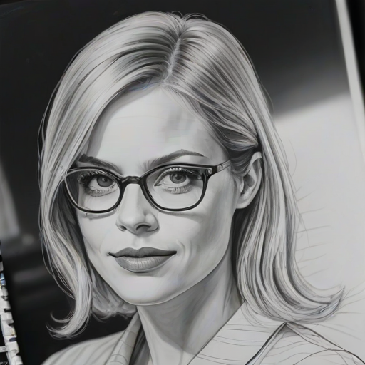 Magnificent Claire Coffee, pencil sketch, portrait of Ravishing woman 1922s in glasses, hair style beatnik, outline, clear lines, fine lines, 8k