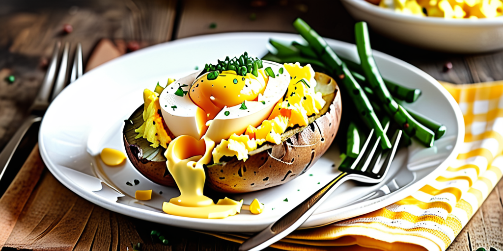 baked potato with scrambled eggs