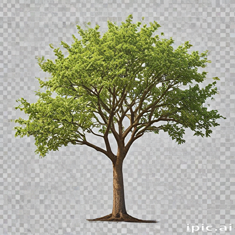 A Lush Green Tree with a Thick Trunk and Abundant Foliage.