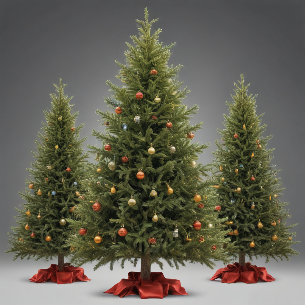 Three Beautifully Decorated Christmas Trees Adorned with Colorful ...