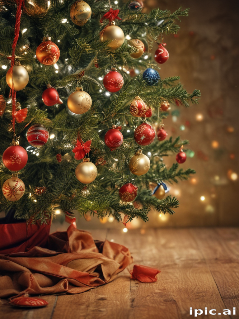Festively Decorated Christmas Tree with Colorful Ornaments and ...