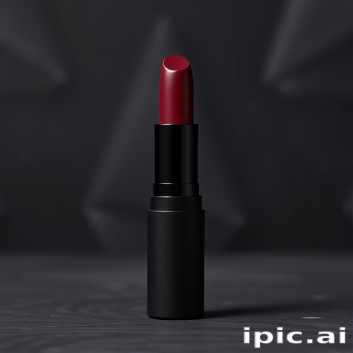 Deep burgundy matte lipstick "Midnight Velvet" with a velvety texture and rich pigmentation, ideal for formal events and dramatic looks, infused with moisturizing oils