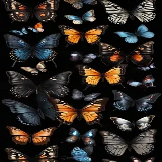 butterflies in black background