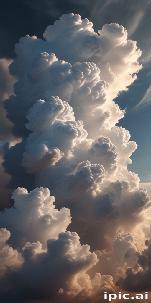 Majestic Tower of Clouds Illuminated by the Radiant Sunset Sky