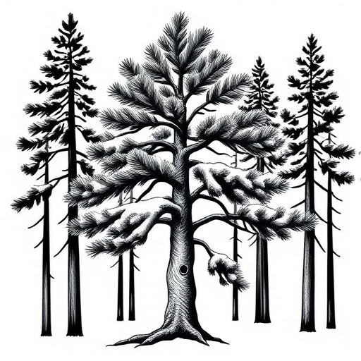 black and white pine tree clip art