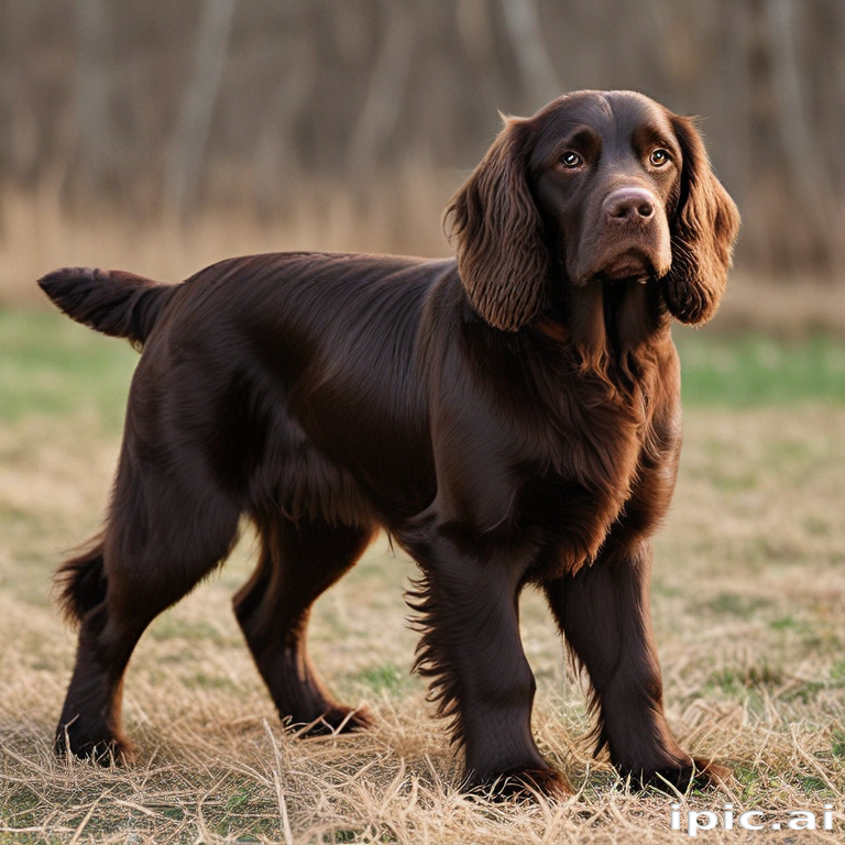 A Playful Brown Dog Standing Proudly in a Lush Green Field.
