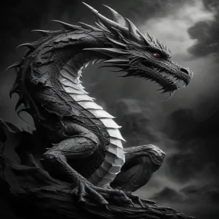 dragon black and white