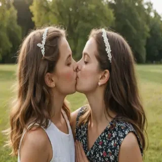 two girls kissing