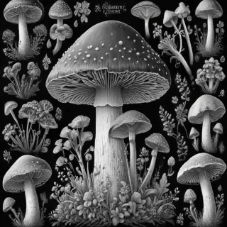 mushroom clipart black and white