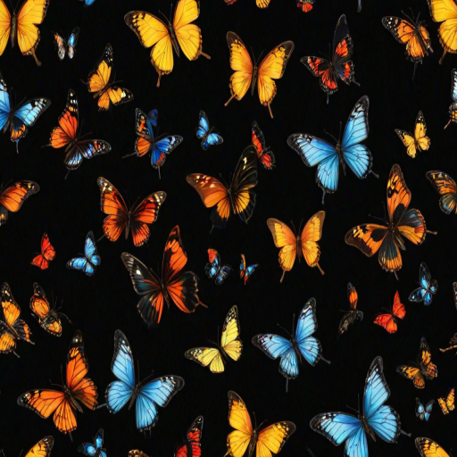 butterflies in black background