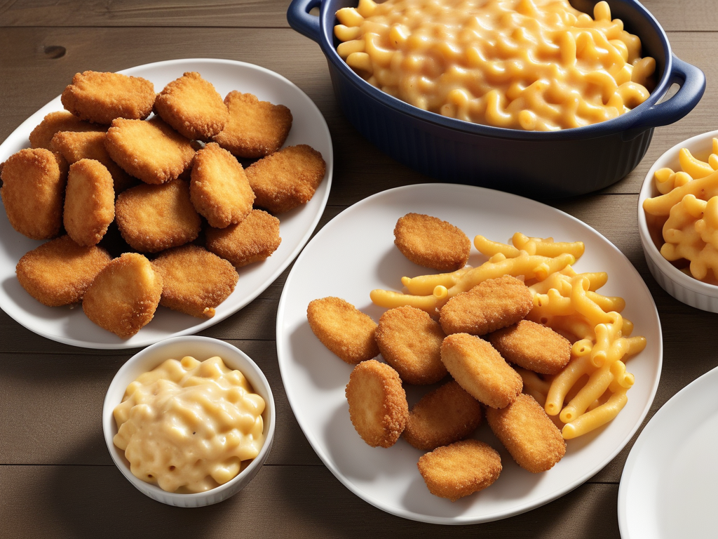 chicken nuggets and mac and cheese