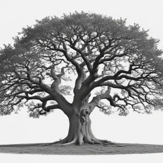 oak tree clipart black and white