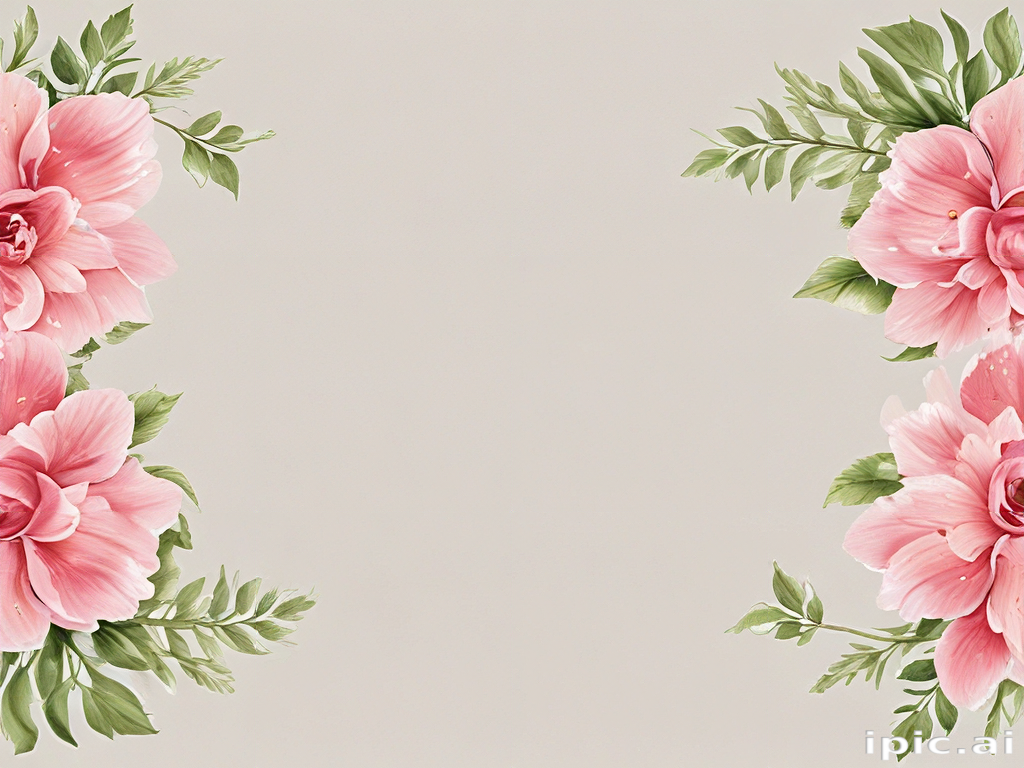 Elegant Floral Frame Design Featuring Soft Pink Flowers and Green Leaves