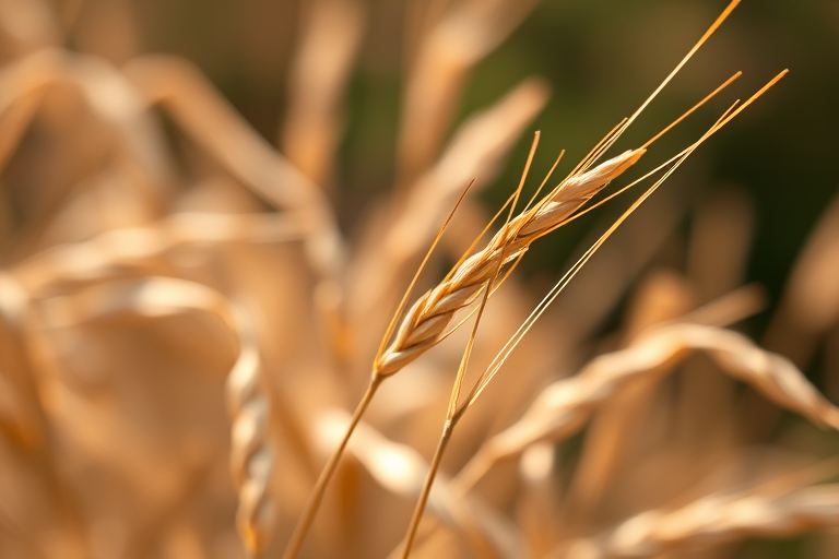 macro shot of dried straw in natural lighting, f/2.8 aperture, 100mm lens, ISO 200, shallow depth of field, DSLR camera, focus on foreground straw with a blurred background