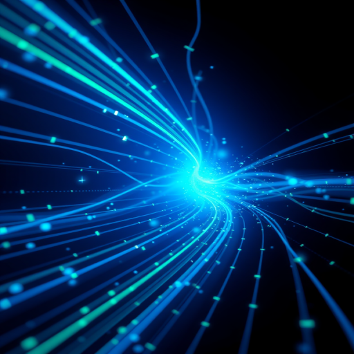 abstract digital background with blue and green glowing lines and geometric patterns, high-resolution, 50mm lens, f/2.8 aperture, ISO 100, captured in a low-light environment with a wide-angle view, shot on a DSLR camera