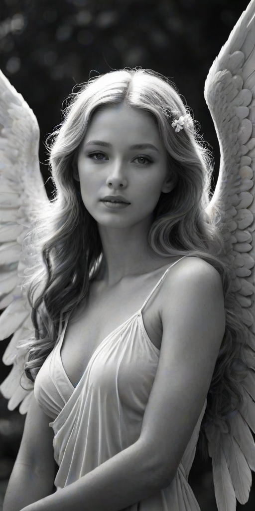 black and white angel