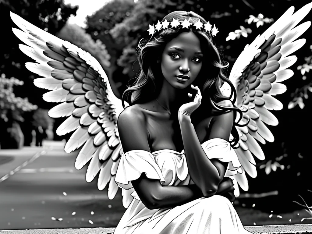 angel black and white